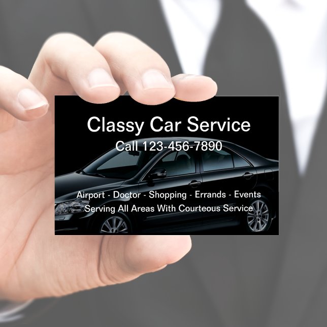 Luxury Car Taxi Service Business Card (Classy Car Service Business Cards by CustomBusinessTemplates)
