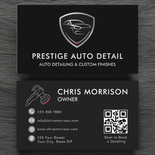 Luxury Car Wash QR Code Auto Detailing Service Business Card