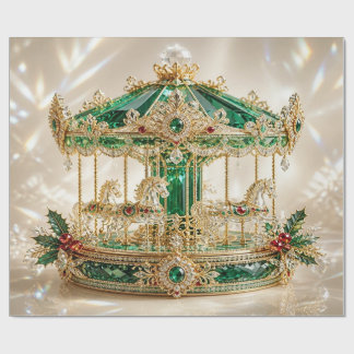 Luxury Carousel Emerald Christmas Wrapping Paper