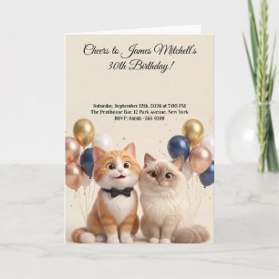 Luxury Cat Lover Adult Birthday Party Card