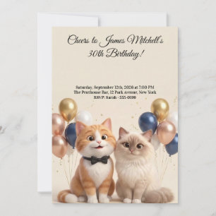 Luxury Cat Lover Adult Birthday Party Invitation