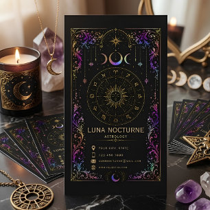Luxury Celestial Astrology Mystic Zodiac Reader QR Business Card