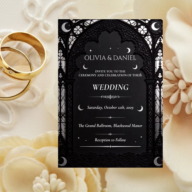Luxury Celestial Cathedral Lace Gothic Wedding Invitation (Creator Uploaded)