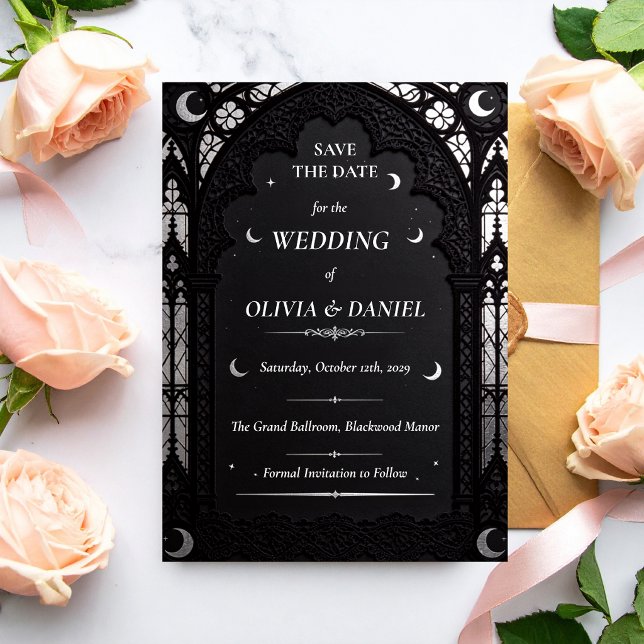 Luxury Celestial Cathedral Lace Gothic Wedding Save The Date (Creator Uploaded)
