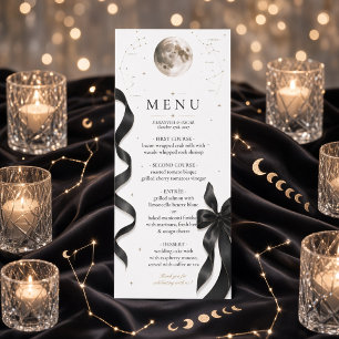 Luxury Celestial Moon Black Bow Wedding Menu