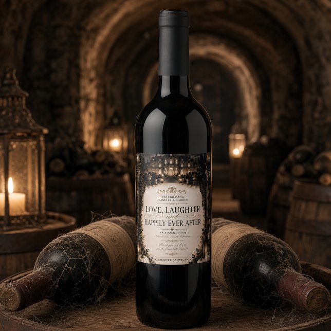 Luxury Celestial Moon Gothic Wedding Wine Label (Creator Uploaded)
