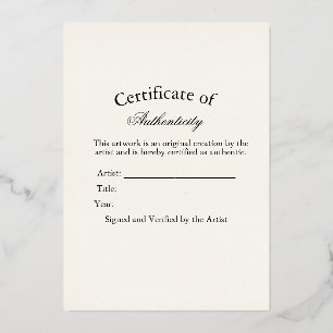 Luxury Certificate of Authenticity Sticker   Ivory