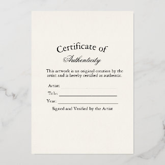 Luxury Certificate of Authenticity Sticker | Ivory
