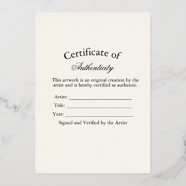 Luxury Certificate of Authenticity Sticker | Ivory (Front)