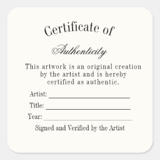 Luxury Certificate of Authenticity Sticker | Ivory