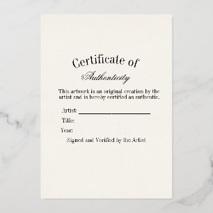 Luxury Certificate of Authenticity Sticker   Ivory