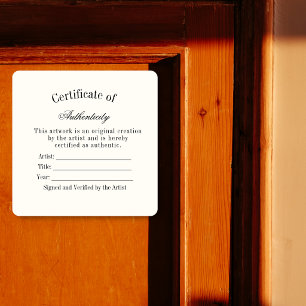 Luxury Certificate of Authenticity Sticker Ivory