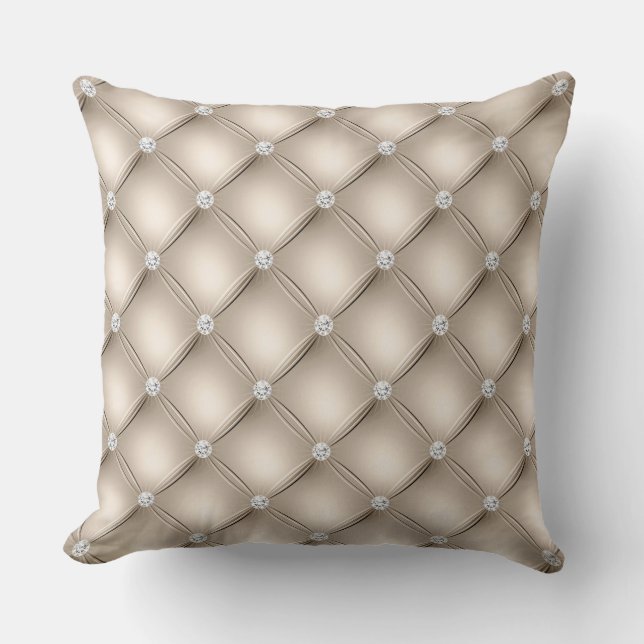Luxury Champagne Diamond Tufted Pattern Cushion (Front)