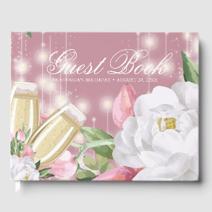 Luxury Champagne Floral Birthday Guest Book