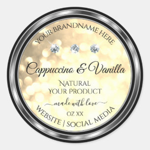Luxury Champagne Glitter Product Labels Diamonds
