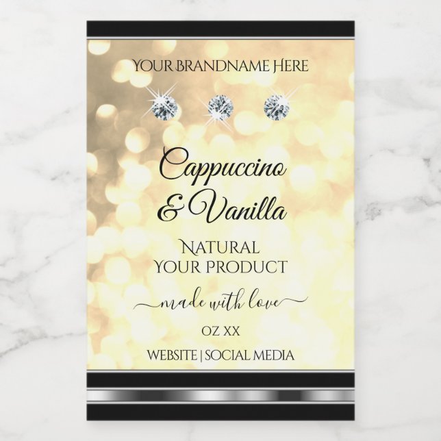 Luxury Champagne Glitter Product Labels Diamonds (Single Label)