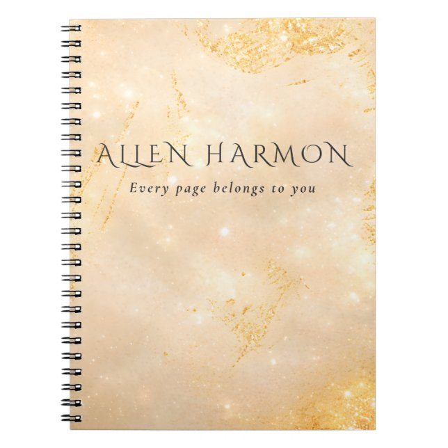 Luxury Champagne Gold Custom Name | 2-Minute Edit Notebook (Front)
