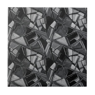 Luxury Charcoal Silver Abstract Oil Art Tile