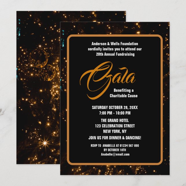 Luxury Charity Ball Gala Formal Fundraiser Event  Invitation (Front/Back)