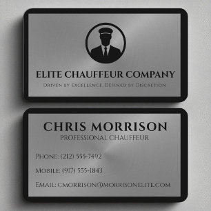 Luxury Chauffeur Elegant Silver Editable Logo Business Card