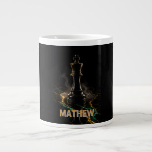 Luxury Chess King Emerald Gold Custom Name Large Coffee Mug