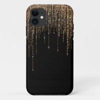 Luxury Chic Black Gold Sparkly Glitter Fringe