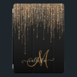 Luxury Chic Black Gold Sparkly Glitter Fringe iPad Pro Cover<br><div class="desc">This glamourous and luxury print is the perfect design for the stylish and trendy woman. It features a faux sparkly gold glitter fringe curtain with faux glitter typography on top of a simple black background. It's an elegant, chic, trendy, and modern bling design with a Hollywood vibe! ***IMPORTANT DESIGN NOTE:...</div>