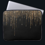 Luxury Chic Black Gold Sparkly Glitter Fringe Laptop Sleeve<br><div class="desc">This glamourous and luxury print is the perfect design for the stylish and trendy woman. It features a faux sparkly gold glitter fringe curtain with faux glitter typography on top of a simple black background. It's an elegant, chic, trendy, and modern bling design with a Hollywood vibe! ***IMPORTANT DESIGN NOTE:...</div>