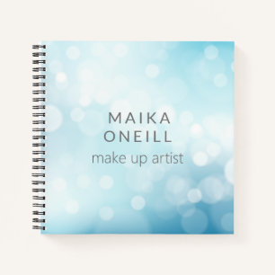 Luxury chic blue bokeh personalised notebook