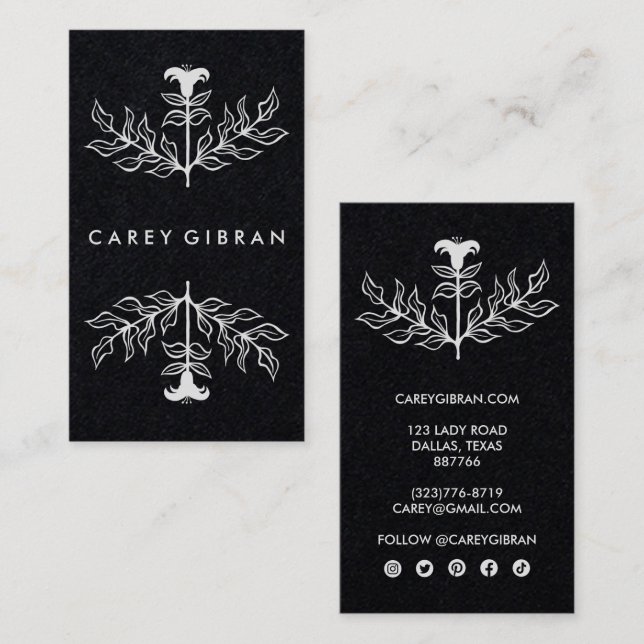 Luxury Chic Elegant Lily Line Drawing Custom  Business Card (Front/Back)