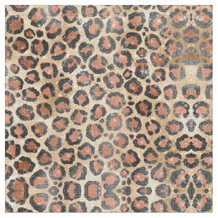 Luxury Chic Gold Black Brown Leopard Animal Print Fabric