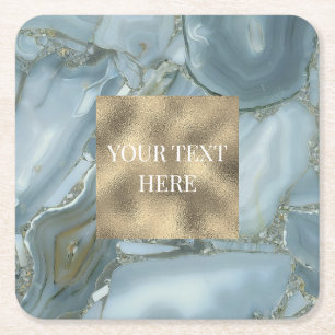 Luxury chic gold glitter marble  square paper coaster