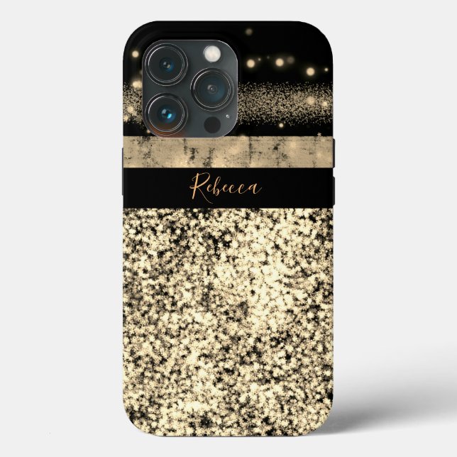 Luxury Chic Gold Glitter Signature Monogram Case-Mate iPhone Case (Back)