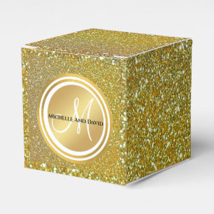Luxury Chic Gold Glitter Signature Monogram Favour Box