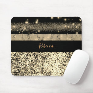 Luxury Chic Gold Glitter Signature Monogram Mouse Pad