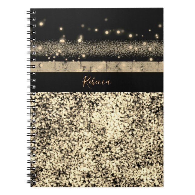 Luxury Chic Gold Glitter Signature Monogram Notebook (Front)