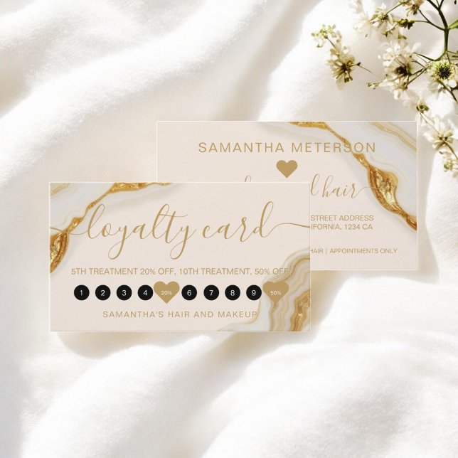 Luxury Chic Gold Marble  Makeup 10  Loyalty Card (Luxury Chic Gold Marble Makeup 10 Loyalty Card)