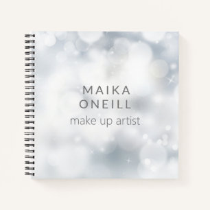 Luxury chic silver bokeh personalised notebook