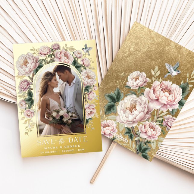Luxury Chinoiserie Flowers Photo Save the Date (Creator Uploaded)