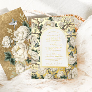 Luxury Chinoiserie Ivory Floral Birds Wedding