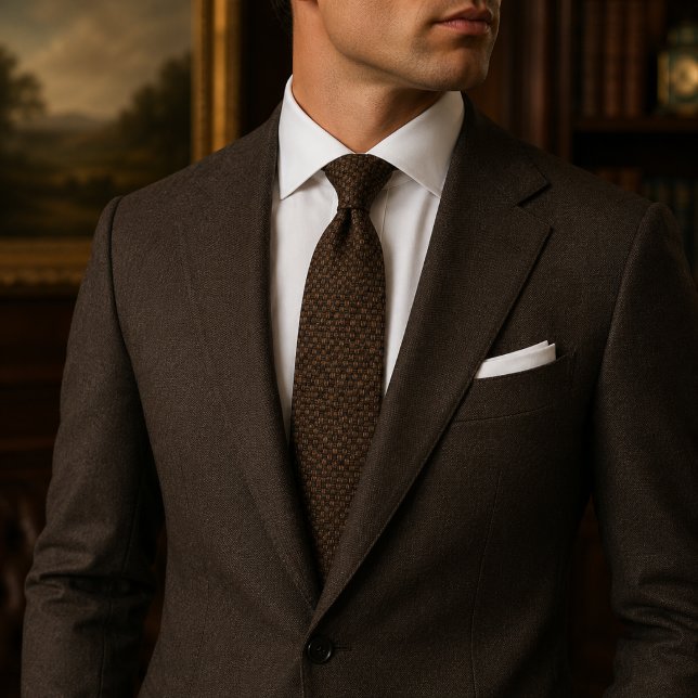 Luxury Chocolate Brown Geometric Tie (Creator Uploaded)