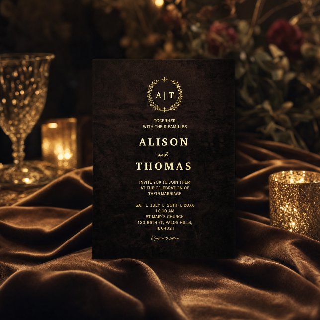 Luxury Chocolate Brown Wedding Invitation   (Luxury Chocolate Brown Wedding Invitation Foil Invitation #autumninvitation)