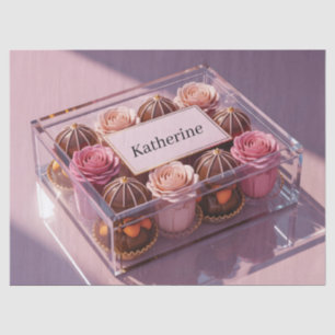 Luxury Chocolate Gift Box with Custom Name Tissue Paper