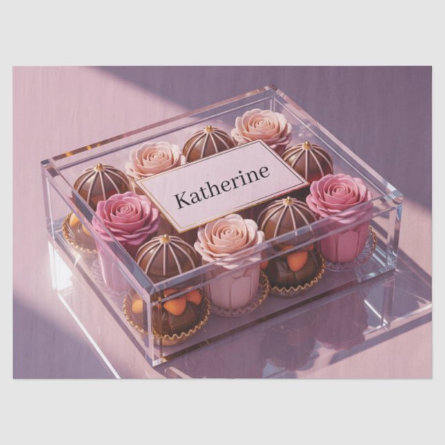 Luxury Chocolate Gift Box with Custom Name Tissue Paper (Front)