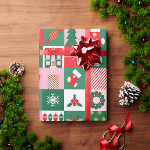 ✨ Luxury Christmas Collage With Trees Gifts Wrapping Paper