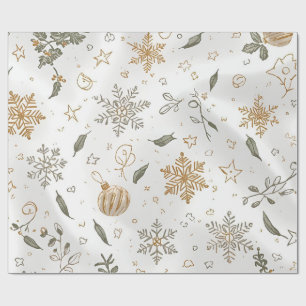 Luxury Christmas Gift White & Gold Holiday Design Wrapping Paper
