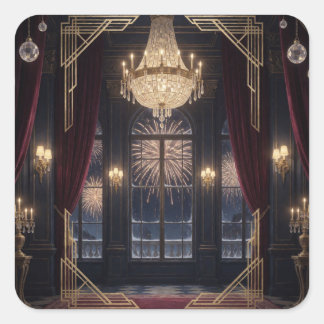 Luxury Christmas Letter to Santa Grand Hall Square Sticker