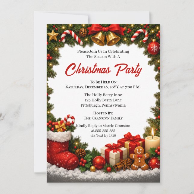 Luxury Christmas Party Invitation (Front)