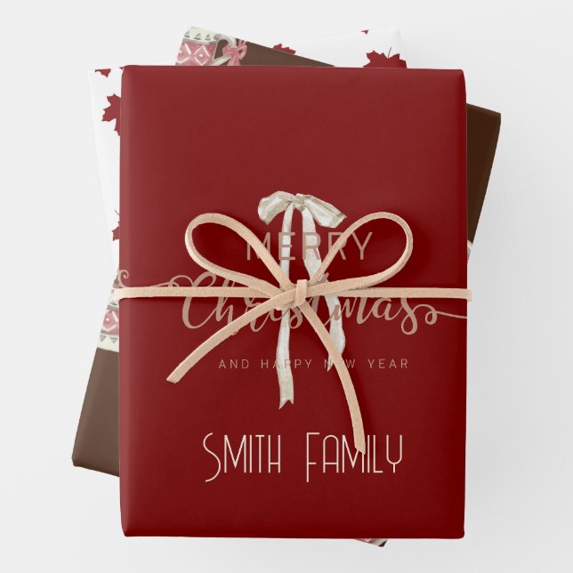 Luxury Christmas Personalized Merry Christmas  Wrapping Paper Sheet (In situ)