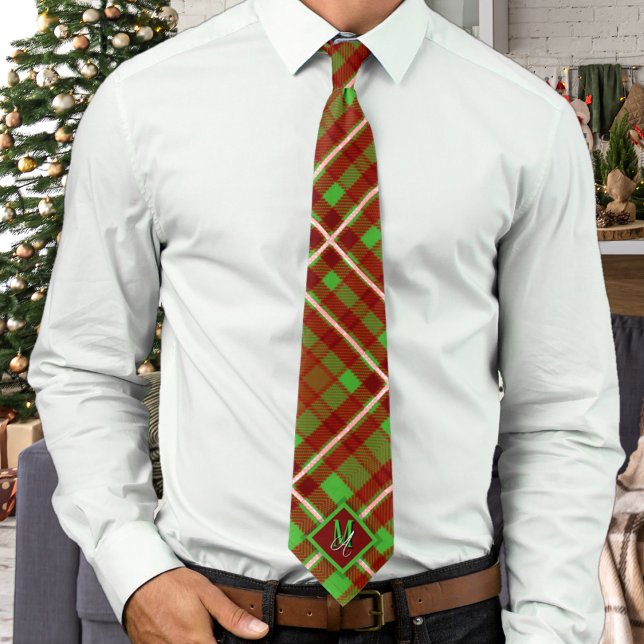 Luxury Christmas Tartan Personalised Monogram Tie (Creator Uploaded)